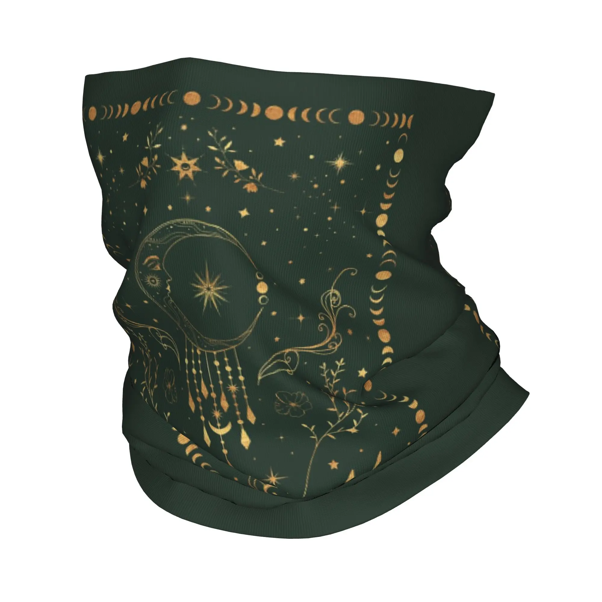 

Sage Green And Golden Celestial Crescent Moon Bandana Neck Gaiter Printed Mask Scarf Warm Face Mask Running Unisex Adult