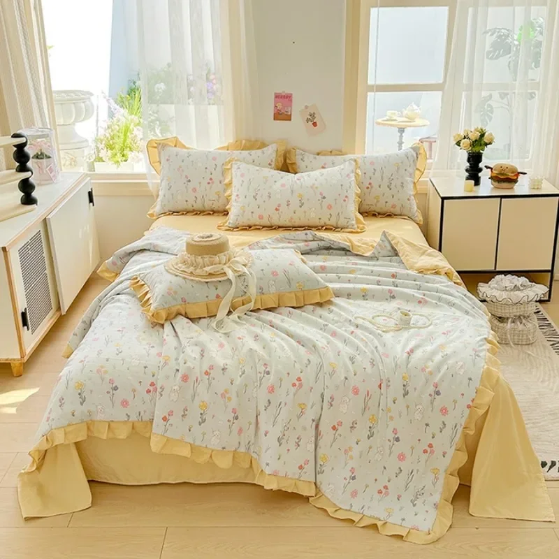 

2025 new skin-friendly washed cotton summer quilt printing air conditioner quilt summer cool quilt machine wash single double