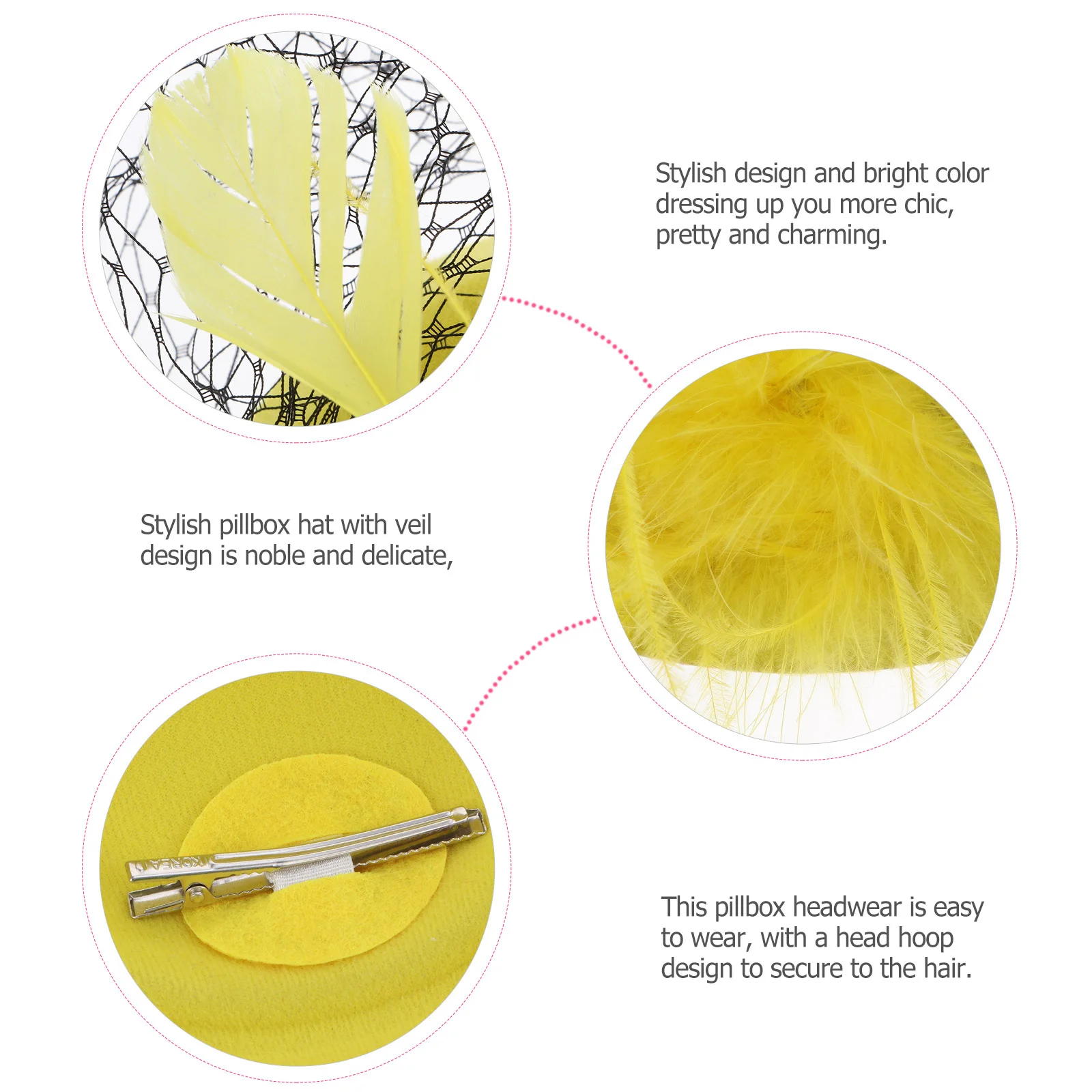 

1Pcs Stylish Pillbox Hat Hairband Premium Headwear with Veil Noble Design for Wedding Party Cocktail Tea Festival Bridal Event