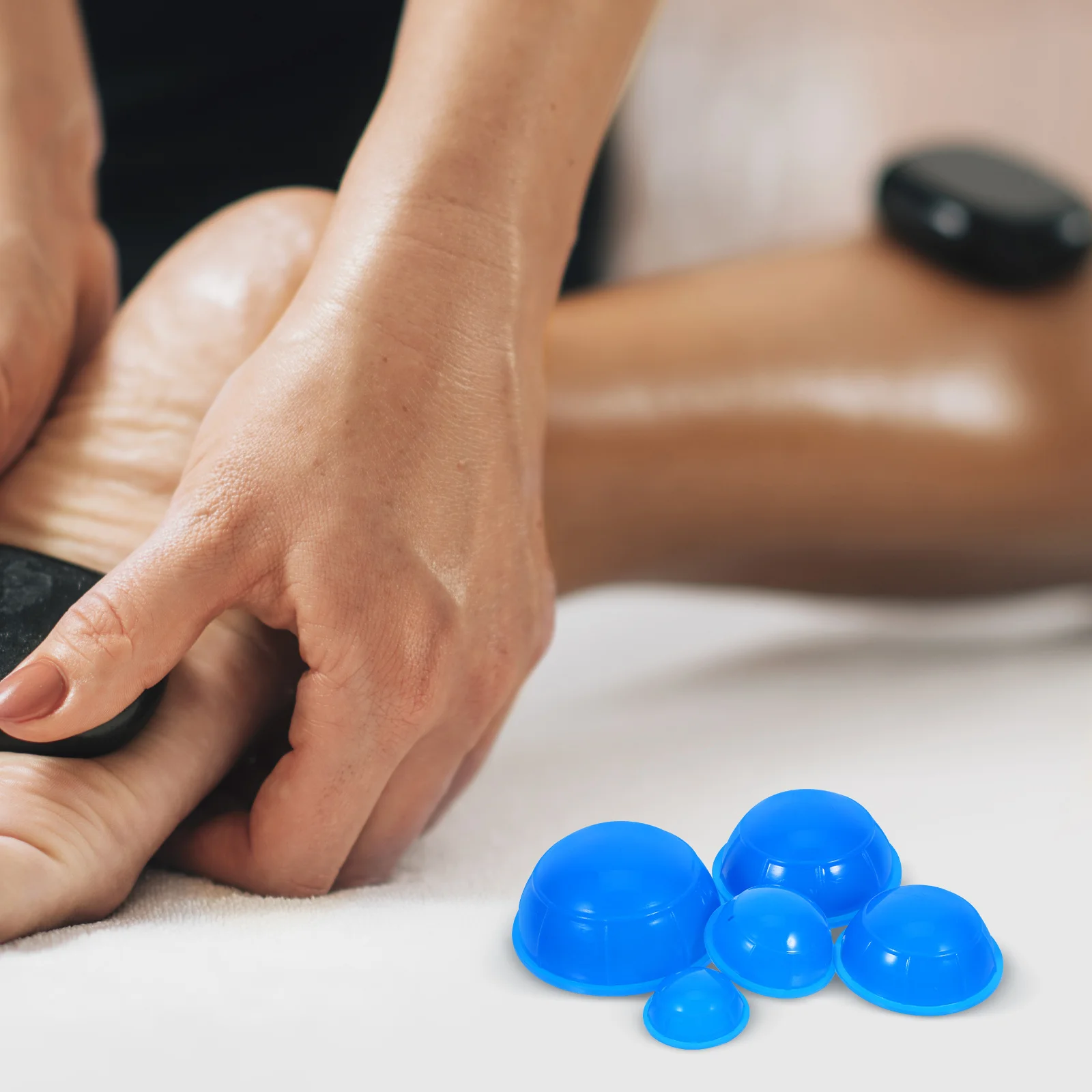 12 pezzi set ergonomico per terapia di coppettazione in silicone anticellulite sollievo dal spasmo muscolare massaggiatore per tutto il corpo coppettazione in silicone blu