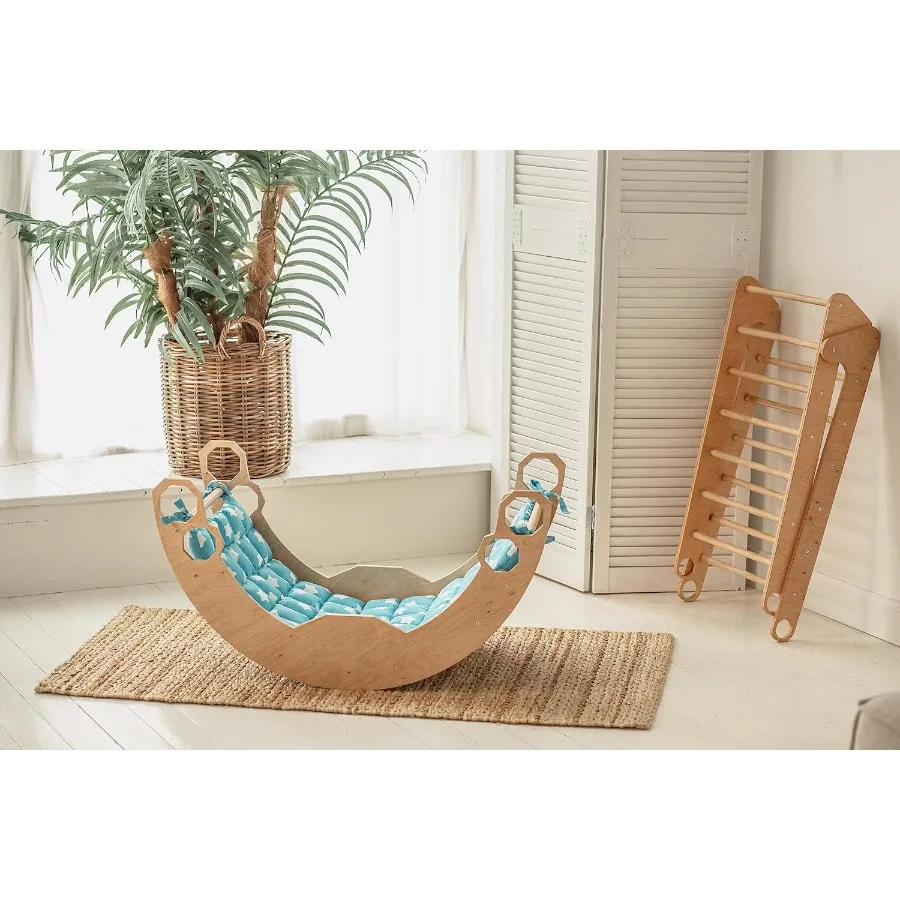 

Wooden Climbing Arch with Cushion - Baby Climber Rocker - Indoor Wooden Arch Rocker with Pillow - Climbing Arch for Toddlers 1-3