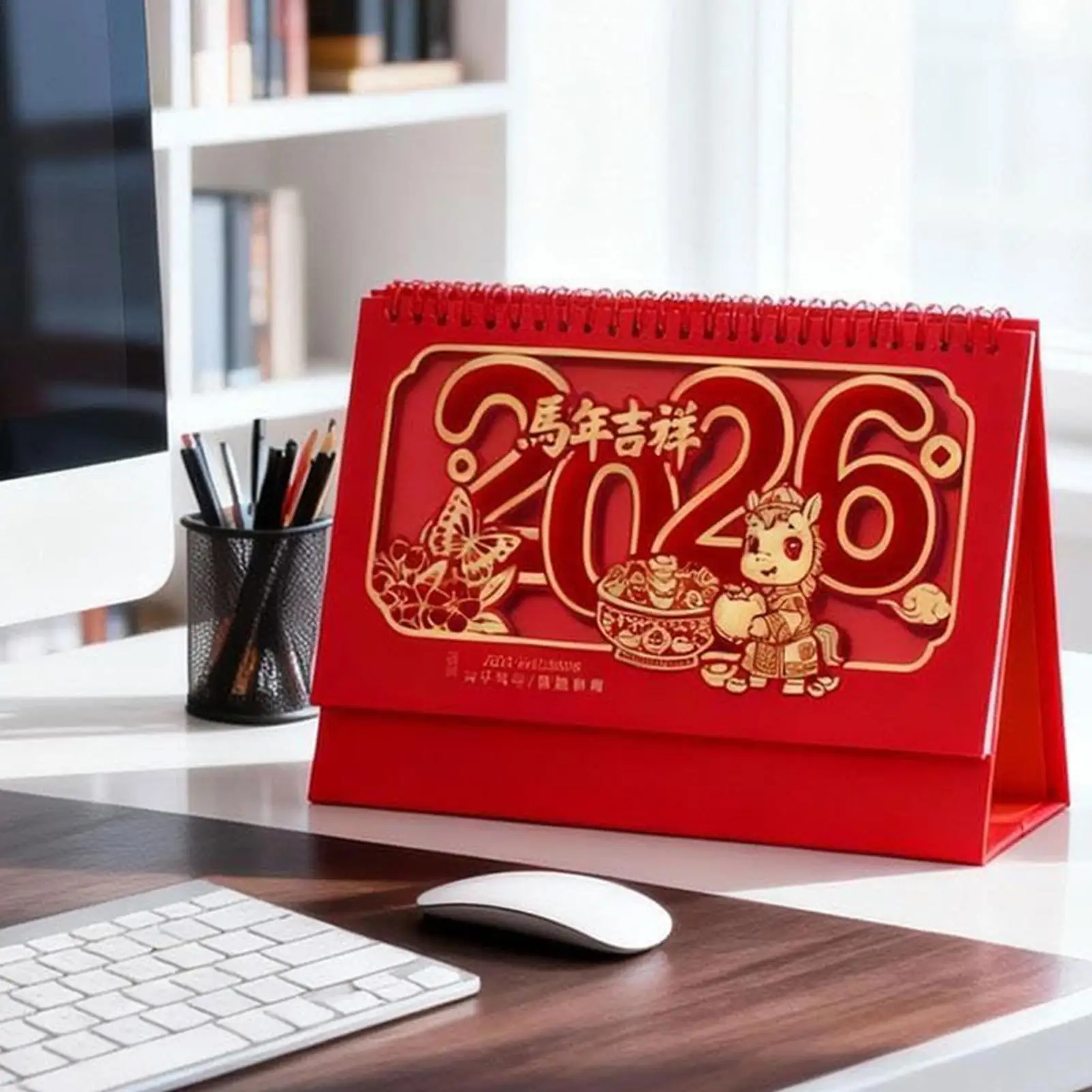 Desktop Calendar 2026 Chinese New Year Good Luck Home Decor Year Of The Horse Desktop Calendar For Home Office Study Living Room