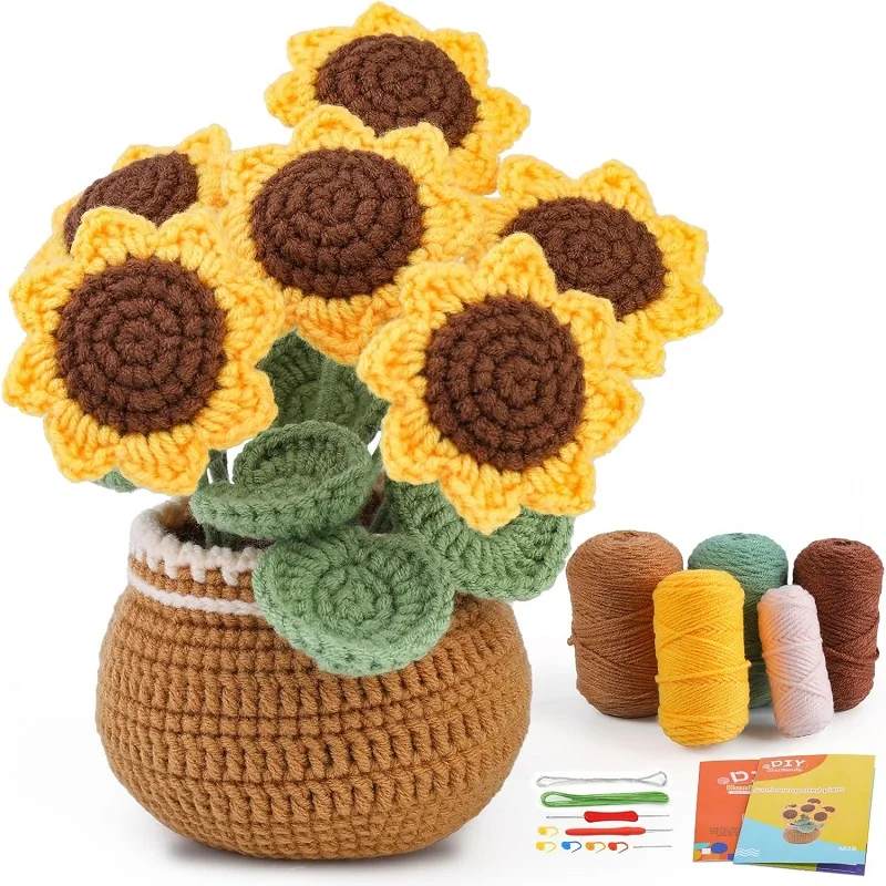 Flower Crochet Kit for Beginners Crochet Starter Kit for Complete Beginners Adults Crocheting Knitting Kit with Tutorials