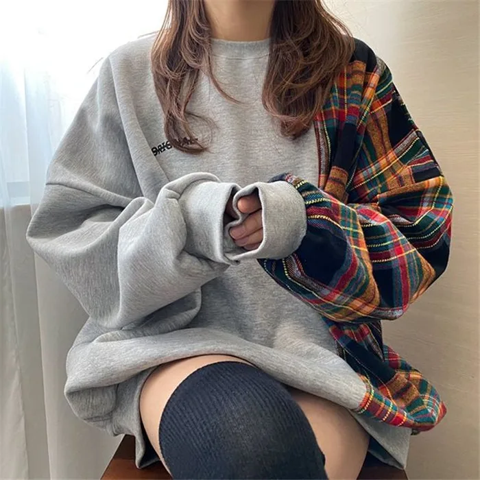 Chic round Ne Letter Print Loose Bubble Sve Hoodie Women's Commute Sle Casual Loose Fit Spring Autumn Winter Sweater