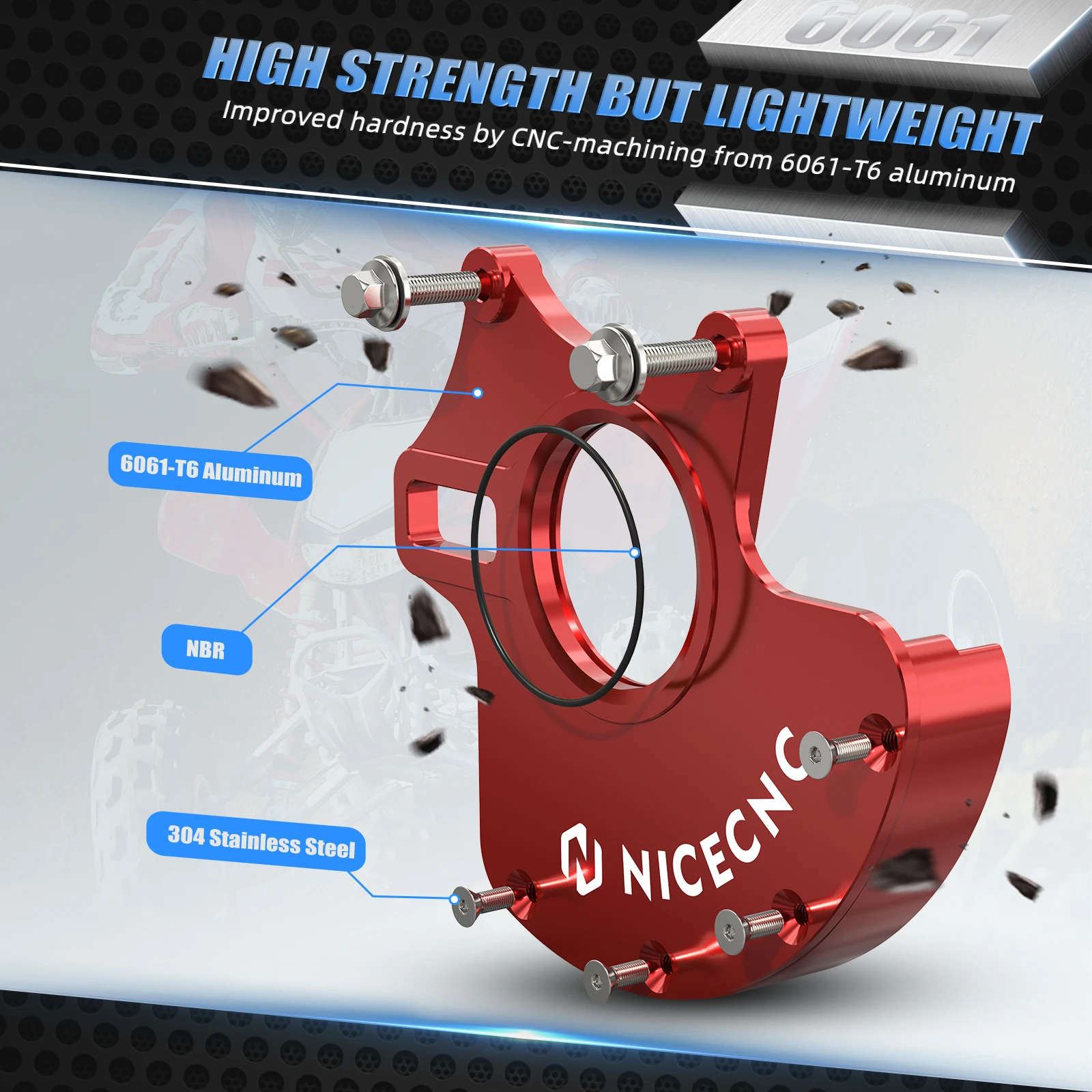 NICECNC Für Honda TRX450ER 2006-2014 Hintere Bremssattelhalterung & Rotor-Schutz Für Honda TRX450R 2004-2009 ATV Ersetzt 43211-HP1-000 – Detail 7