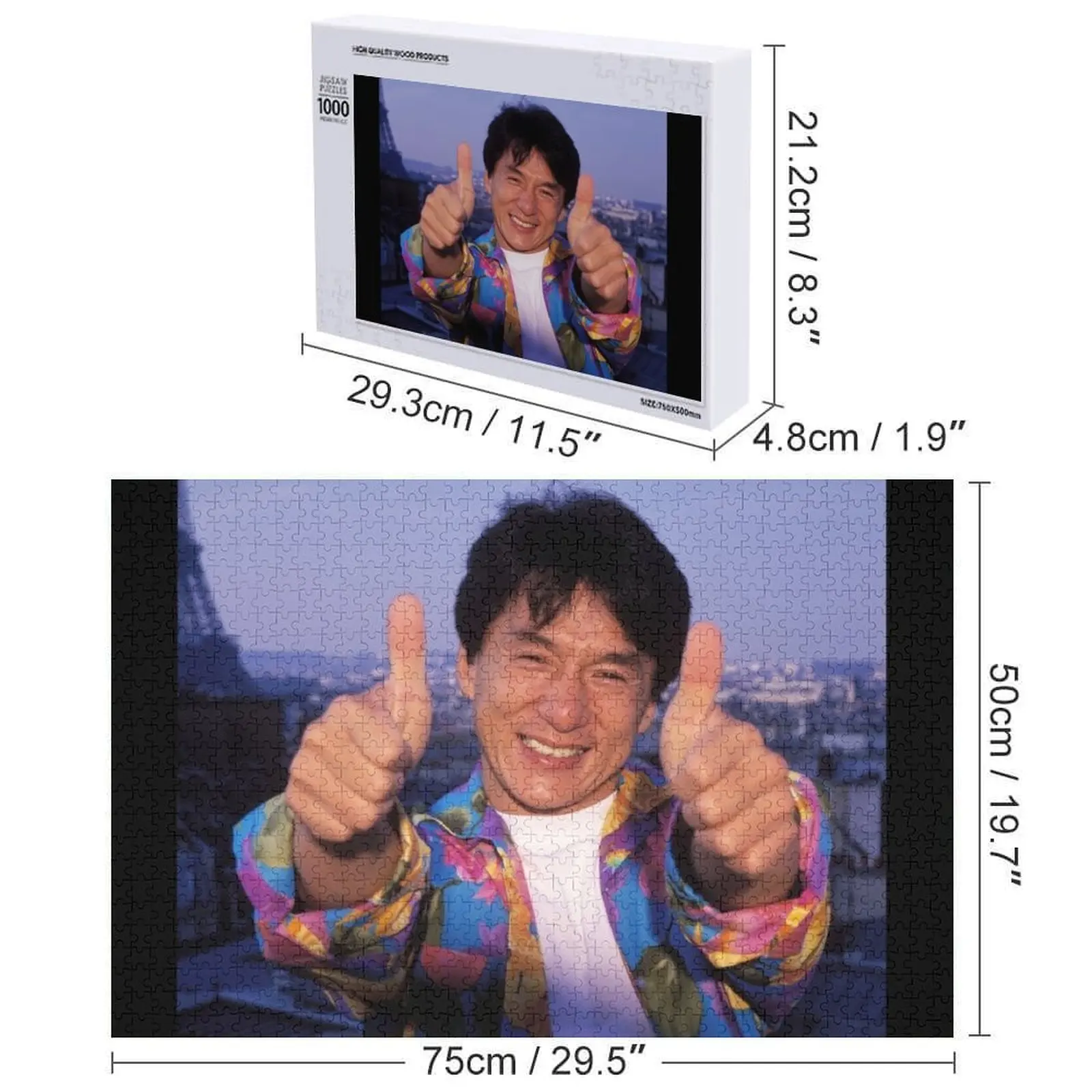 Puzzle z Jackiem Chanem, personalizowane prezenty, drewniane puzzle IQ dla dzieci i niemowląt z możliwością personalizacji.