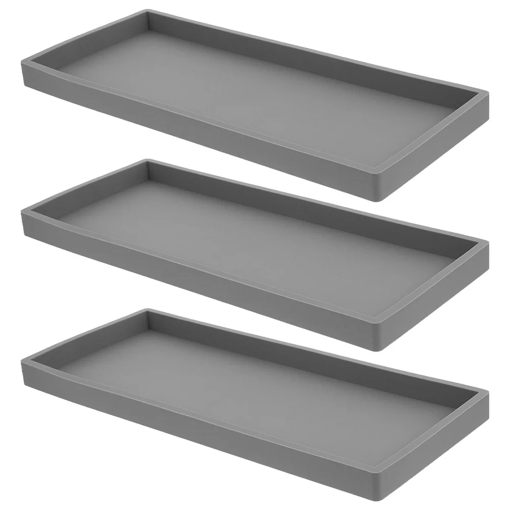 Bandeja de baño de silicona, organizador Rectangular, soporte para jabón, bandeja de almacenamiento antideslizante, organizador de baño, 3 uds.