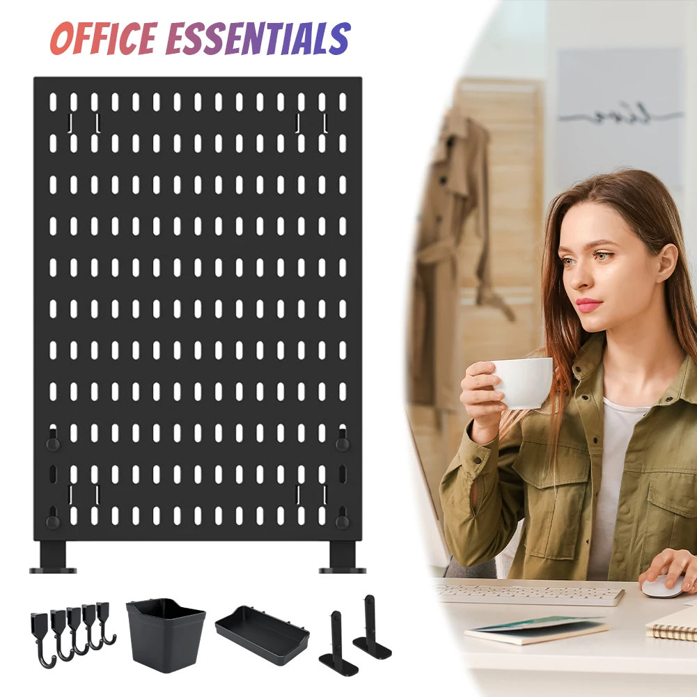 Pegboard Wall Panel No-Punch Hole Board Wall-Mounted Storage Rack for Study Room Living Room Gaming Room