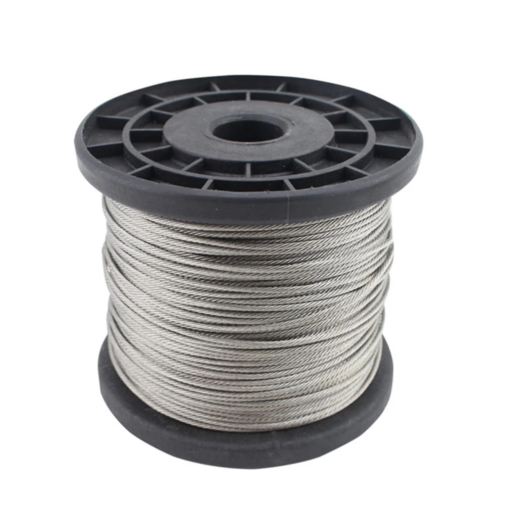 100M/Roll High Tensile 1mm  Stainless Steel Wire Rope 7X7 Structure Cable Stainless Steel Wire Fishing Rope Cable