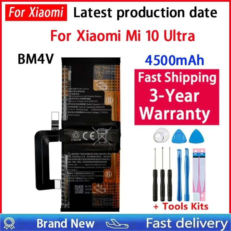 100% Neuer 4500mAh BM4V Akku für Xiaomi Mi 10 Ultra Mi10 Ultra 10Ultra Batterien Bateria Batterij + Werkzeuge