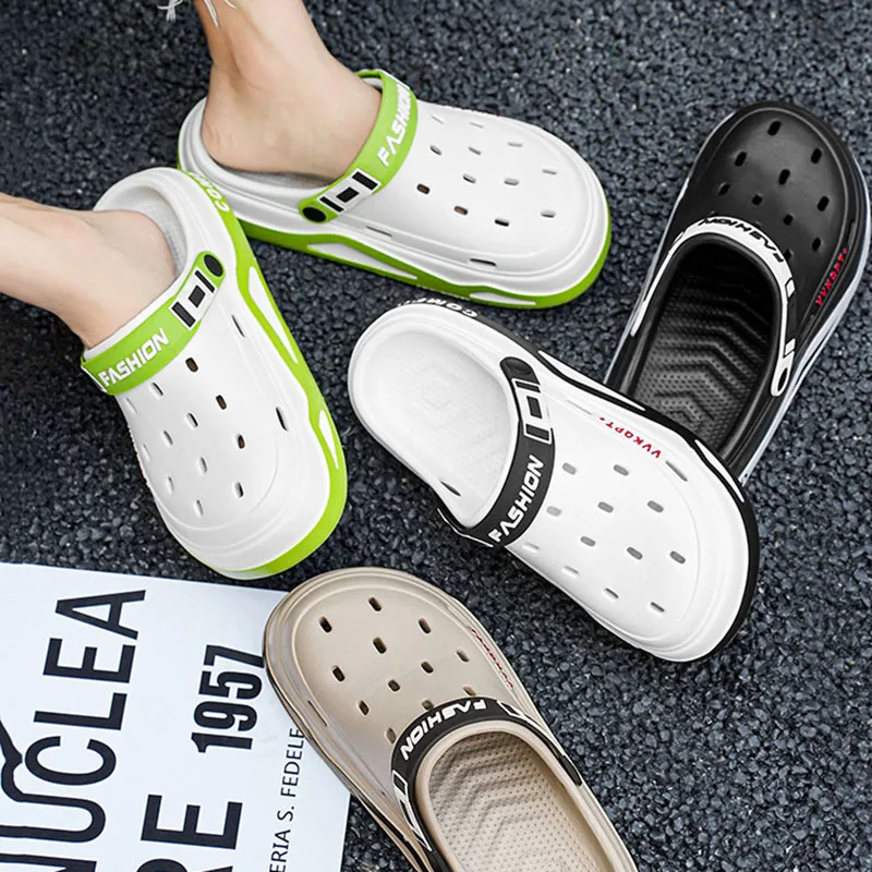 

New fashion Men's EVA casual comfortable hole garden shoes for outdoor beach and indoor home unisex slippers