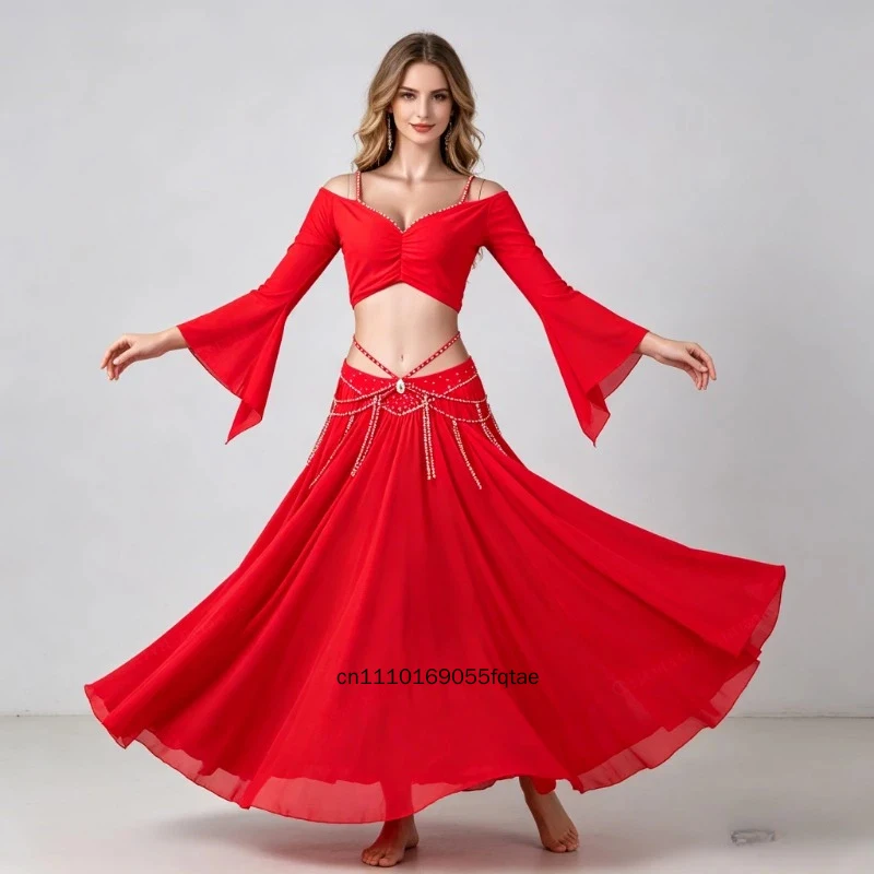 

2026 New Belly Dance Costume Simple Flowy Tulle Eastern Dance Performance Practice Group Class Outfit
