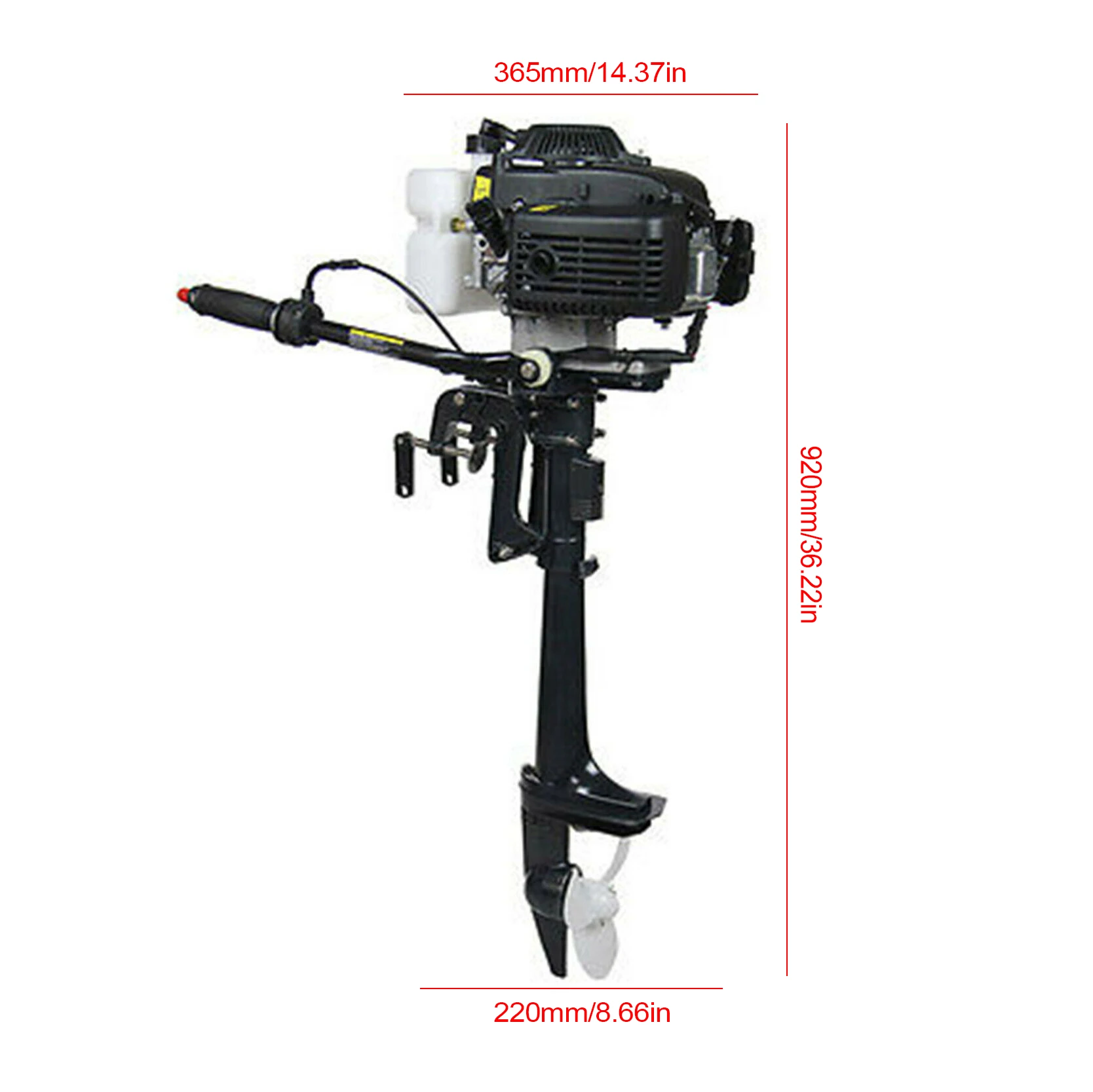 Gas Outboard Motor – 4HP Marine Engine with CDI Ignition, Streamlined Propeller, and Suspension Tilt Adjustment