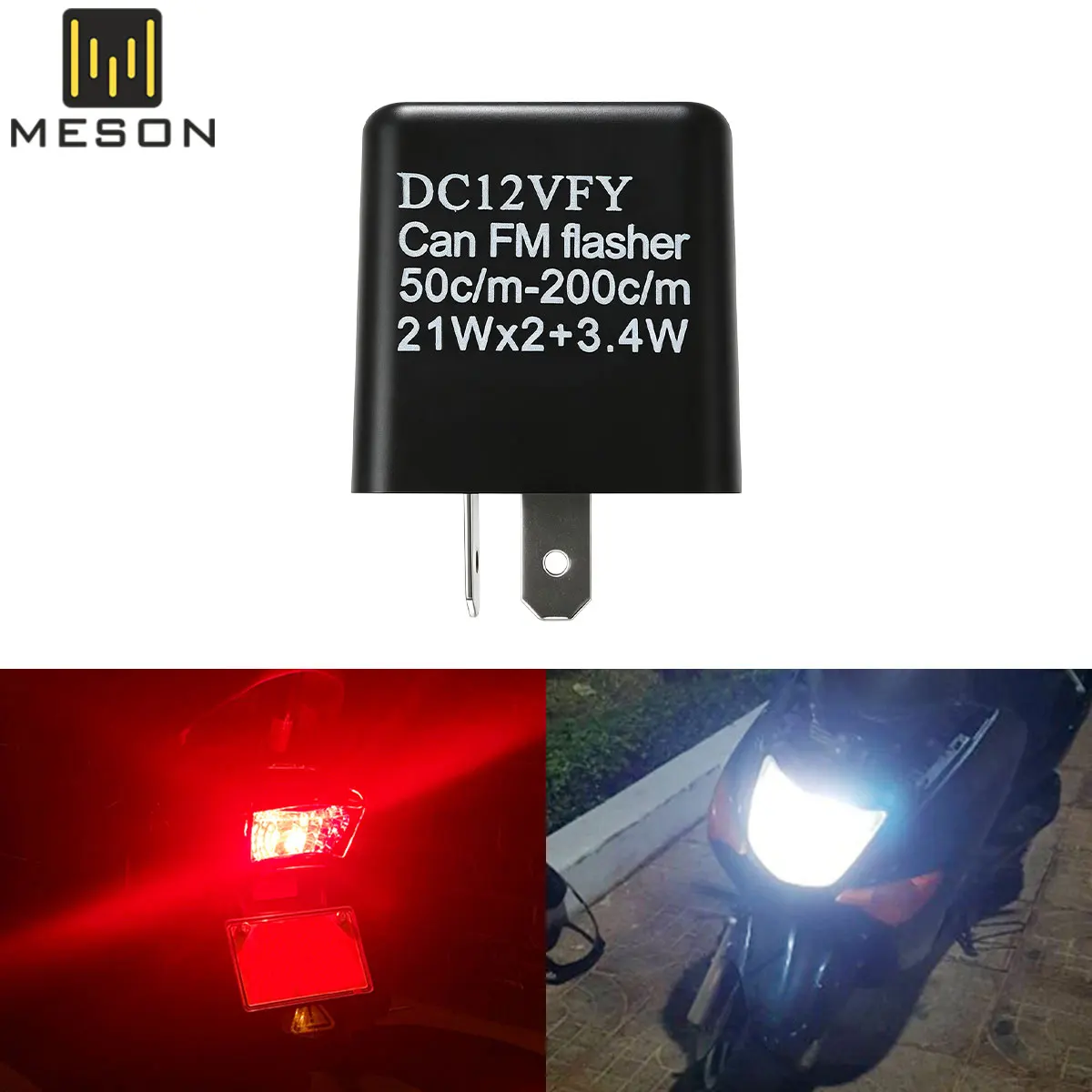 1/2pcs 2Pin LED Flasher Relay Adjustable Frequency Square Flashing Motorcycle Led Lights Turn Signal Blinker Indicator 12V Flash