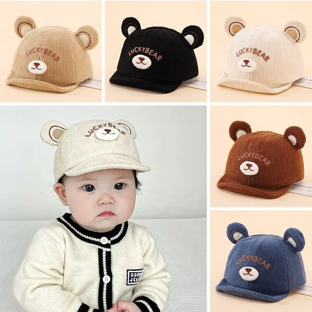 

Кепки для мальчиков и девочек, вельветовая детская бейсболка, регулируемая фуражка с медвежьими ушками, детская шапка для маленьких мальчиков и девочек