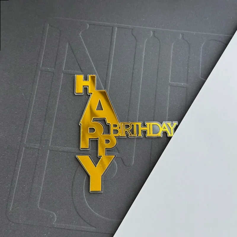 Goldene Acryl 'Happy Birthday' Kuchendekoration für Kindergeburtstage, Kuchenaufsätze, Geschenk, Backzubehör, Babyparty – Detail 7