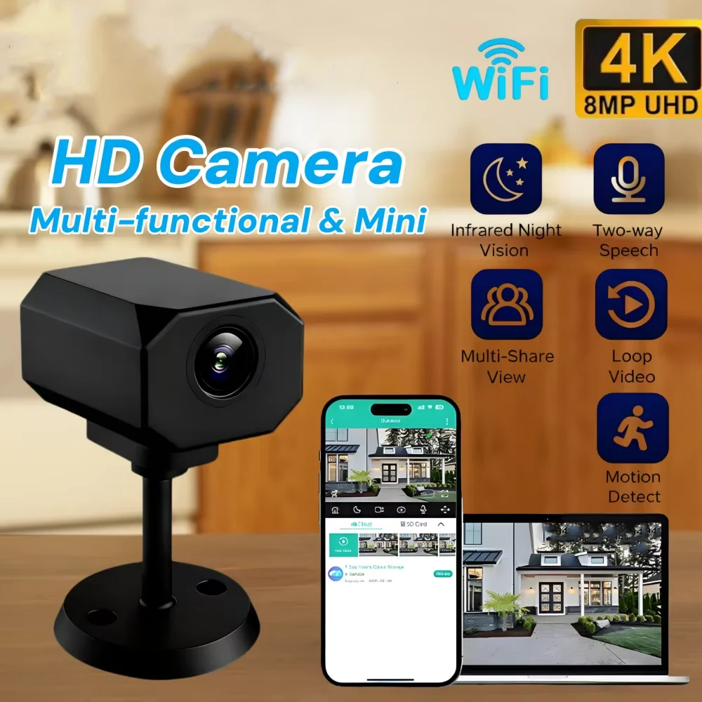 HD Mini Camera 4K 1080P WiFi IP AP Remote Monitoring Lightweight Portable Camcorder Smart Home Surveillance Security Cam