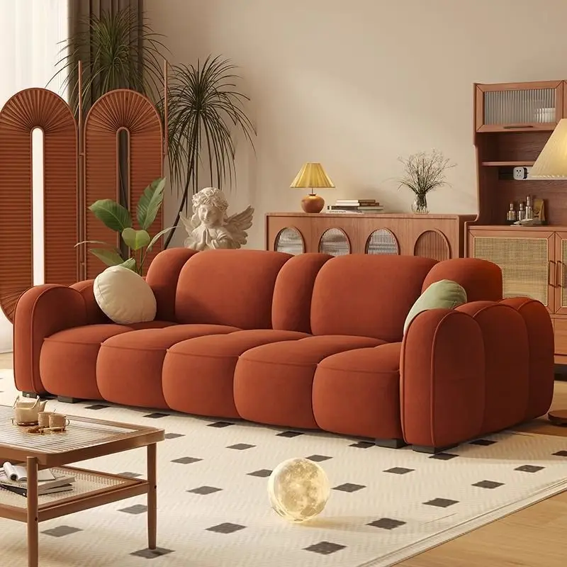 French durable retro color matching cream sofa living room green sofa rental house accessible luxuryins style lazy sofa