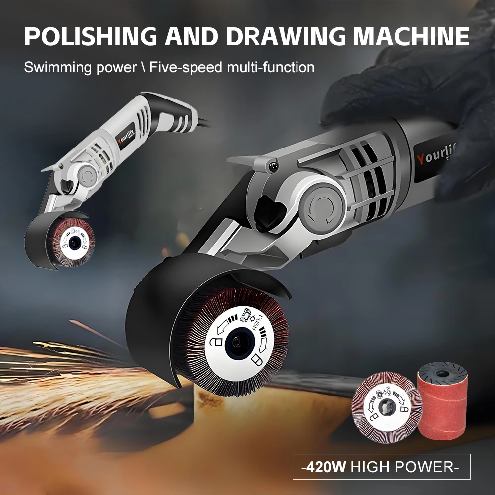 Drawing Machine Portable Stainless Steel Drawing Machine Electric Belt Sander Polishing Drawing Machine for Flat Metal Wood