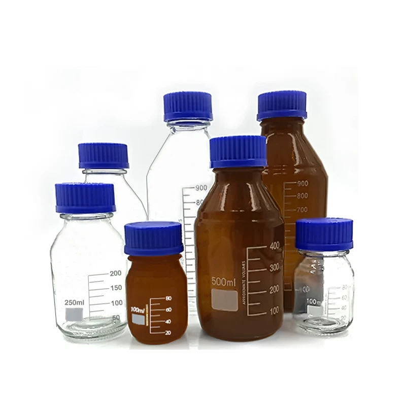 

Lab Transparent Clear Brown Screw Cap Glass Reagent Bottle Sealed Bottle Glass Laboratory Sample Bottle