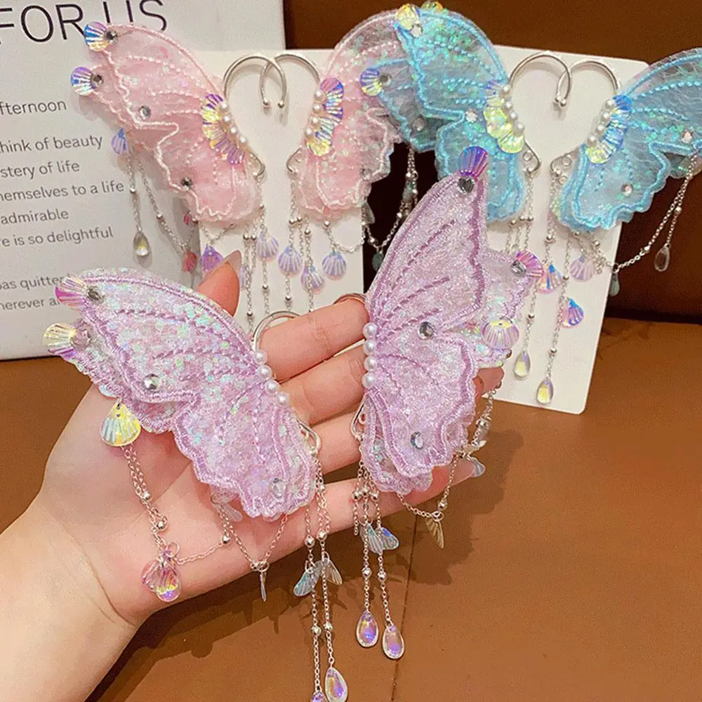 Boucles d'oreilles Vintage mignonnes pour enfants, princesse pour bébés filles, sirène, elfe, manchettes d'oreilles, Halloween Cosplay, pompon féerique, crochets d'oreille