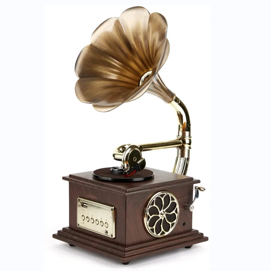 

YYHC-Retro phonograph, record player and turntable integrated retro phonograph with 3.5mm copper speaker and built-in USB output