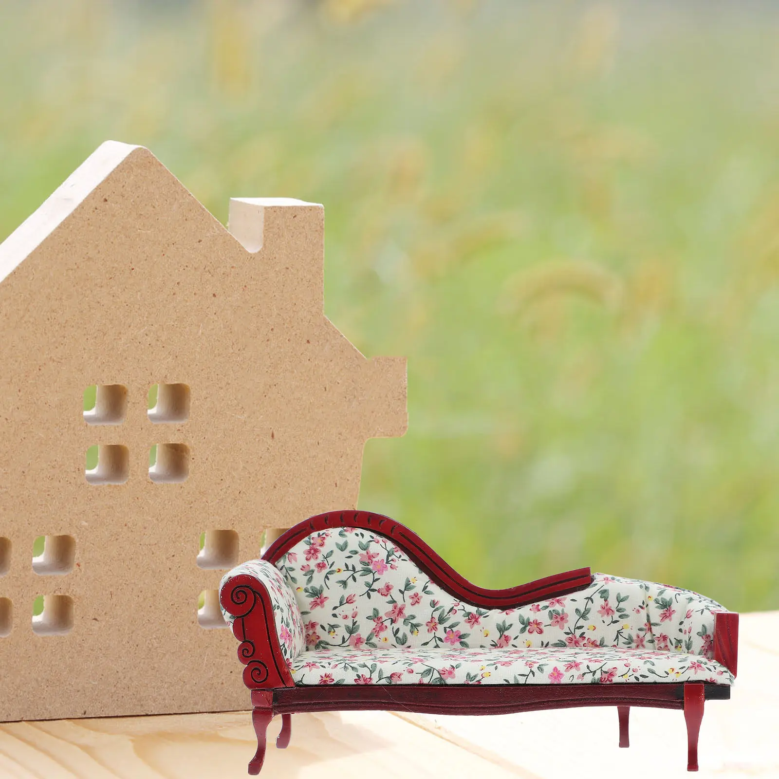 

Миниатюрный шезлонг в винтажном стиле, масштаб 1:12, с цветочным узором, для кукольного домика, аксессуар для мебели для гостиной, миниатюрный шезлонг