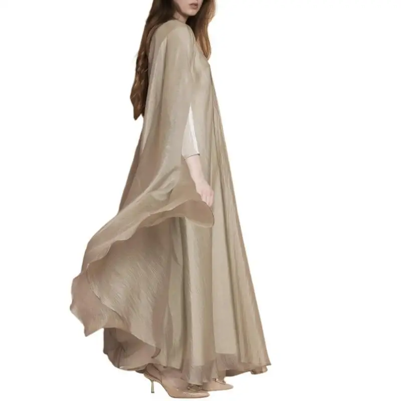 

39BB Женская исламская религиозная одежда для полной длины платье с длинным рукавом кардиган мусульмане металлические платья