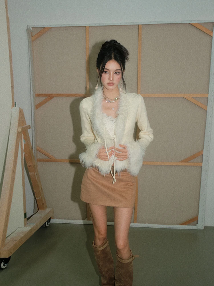 

Olivia Duo Spicy Girl Sle ort Open Cardigan Coat with Belt Pure Color Polyester Fiber Long Sve Women's Outerwear