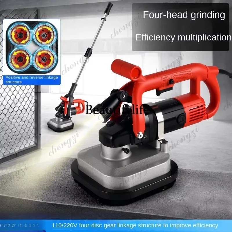 81 Handheld Concrete Floor Grinder 3 Head Dustless Epoxy Coating Removal Machine For Cement Surface Polishing Renovation Small A