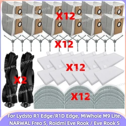 Fit For Lydsto R1 Edge/R1D Edge, MiWhole M9 Lite, NARWAL Freo S, Roidmi Eve Rook/Rook S Parts Brush Filter Mop Cloth Dust Bag