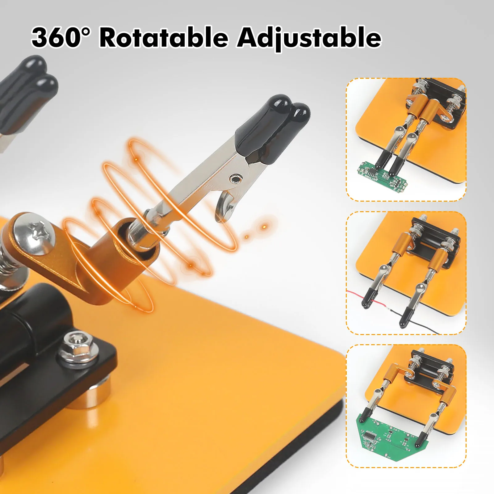 Toolour Magnetic Helping Hands Soldering Station with 100x100mm Stable Base 360° Rotatable Adjustable Soldering Third Hands Tool