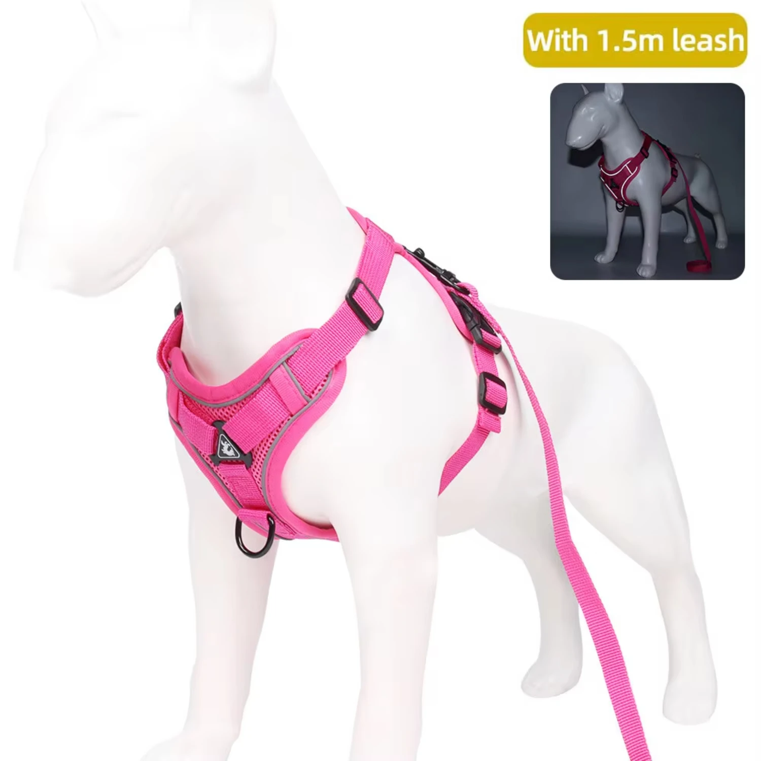 

Pull Dog Harness, Unique Colors Reflective Adjustable Dog Vest, with Soft Training Handle Plastic Clips Small Medium Larg