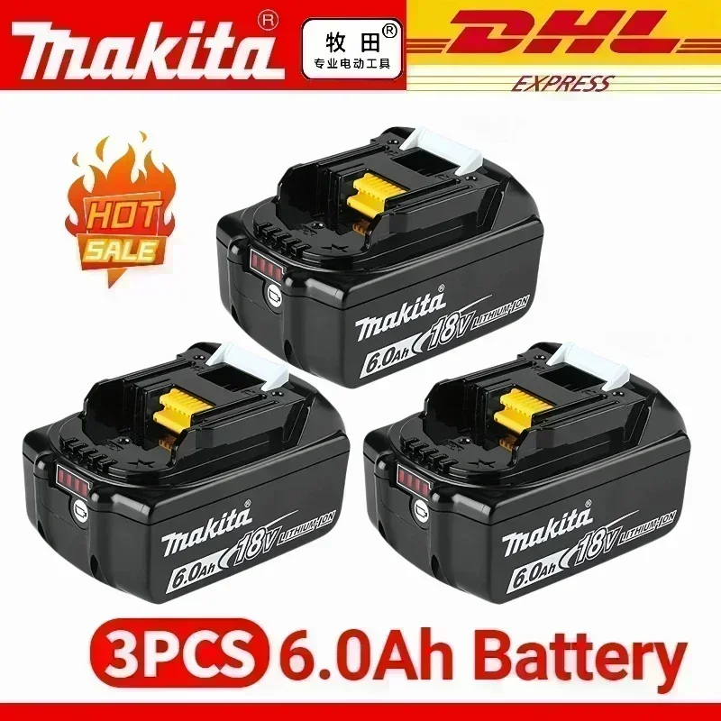 100% originele Makita-batterij, 6.0Ah 18V oplaadbare batterij voor DHP489 DGA404 DDF487 DTD173 DAS180 HR140D Makita 18V elektrisch gereedschap
