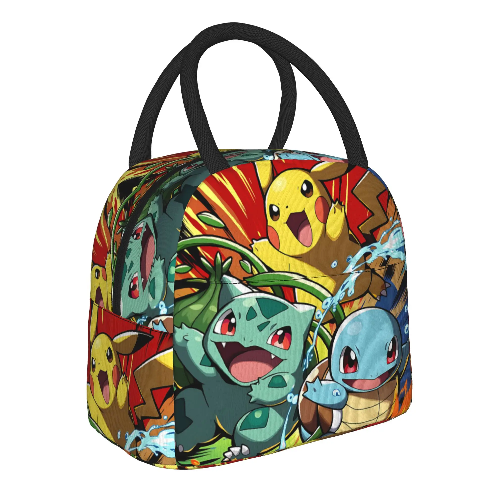 Pokemon Theme Pikachu Family Handbag Insulated Lunch Bag Ice Pack Rice Bag  bolsa Student Bento Lunch Handbag Insulation
