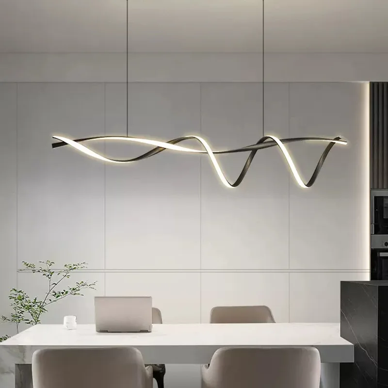 Modern Minimalist Restaurant Long Line Pendant Lights Designer Creativity Cafe Office Living Room Art Study LED Ceiling Lights