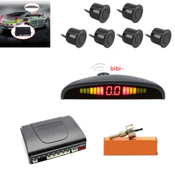 Car Parktronic LED Parking Sensor Kit 22mm 6 Radar Sensors Parking Radar Monitor Detector System Car Backlight Display Universal