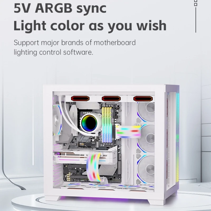  ARGB 24Pin GPU Power Cable ARGB Light Strips For Computer Case Setups Accessory