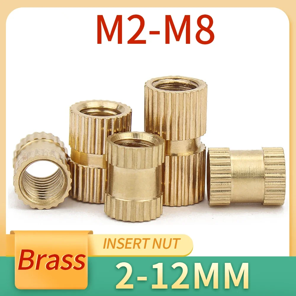 50Pcs M2 M2.5 M3 M4 M5 M6 M8 Brass Insert Nut Injection Molding Brass Knurled Thread Inserts Nuts Nutsert