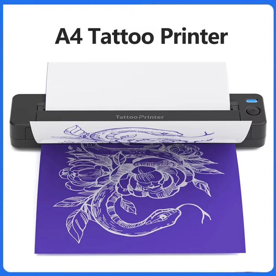 

A4 Mini Portable Thermal Printer Multifunctional Tattoo Document Printer Transfer Photo Bluetooth Machine Use SmartPhone iPad PC