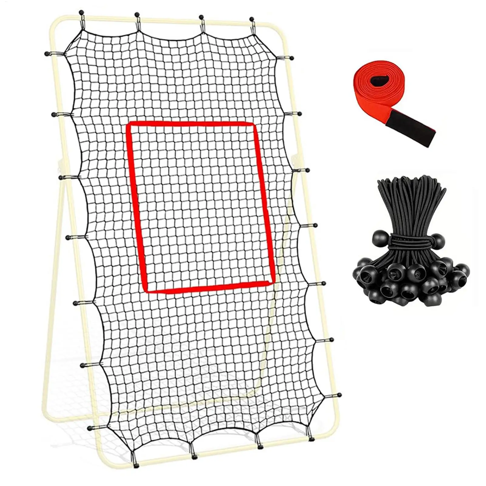 213x122cm-バレーボールリバウンダーネット（弾性ロープ付き）、ターゲット付き頑丈なスポーツトレーニング器具、屋外裏庭コート用