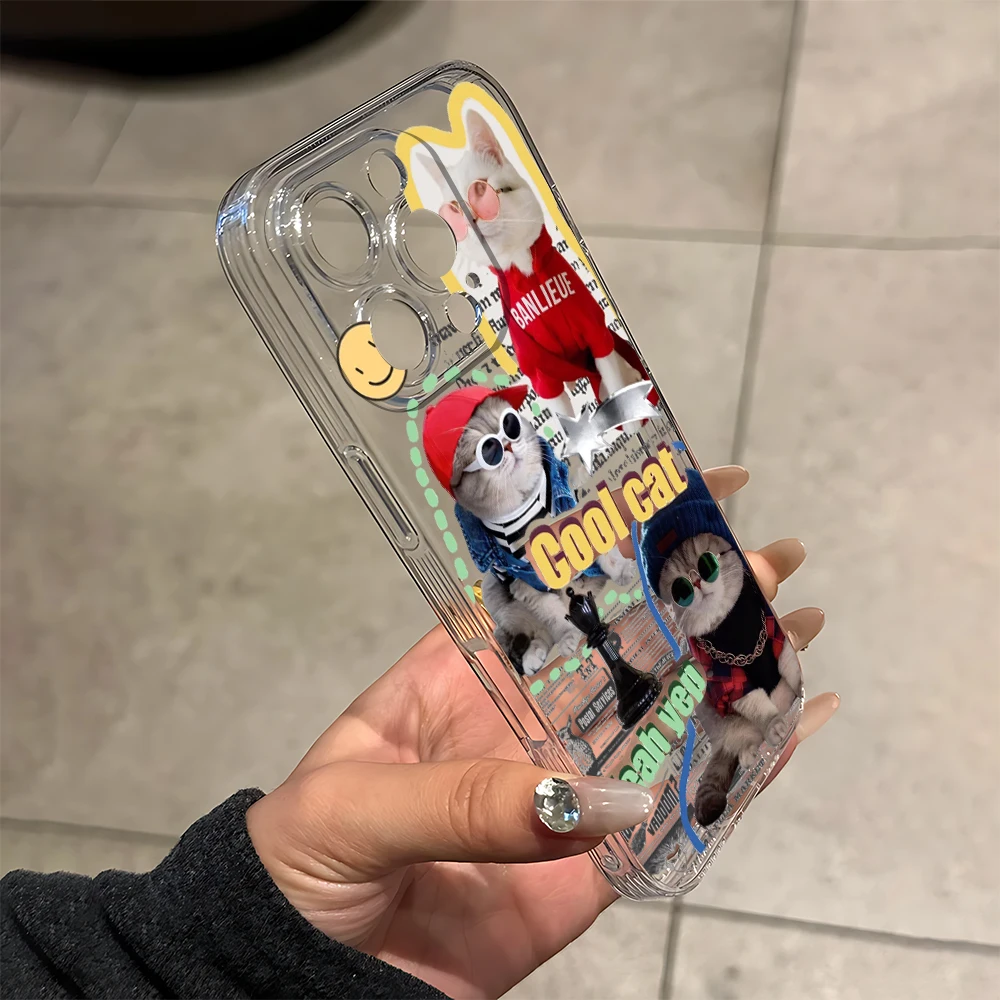 Cool and Handsome Cat Silicone Phone Case for IPhone 17 16 15 14 13 12 11 Pro Xs Max Air Mini 7 8 6 6s Plus SE 2020 2022 Cover