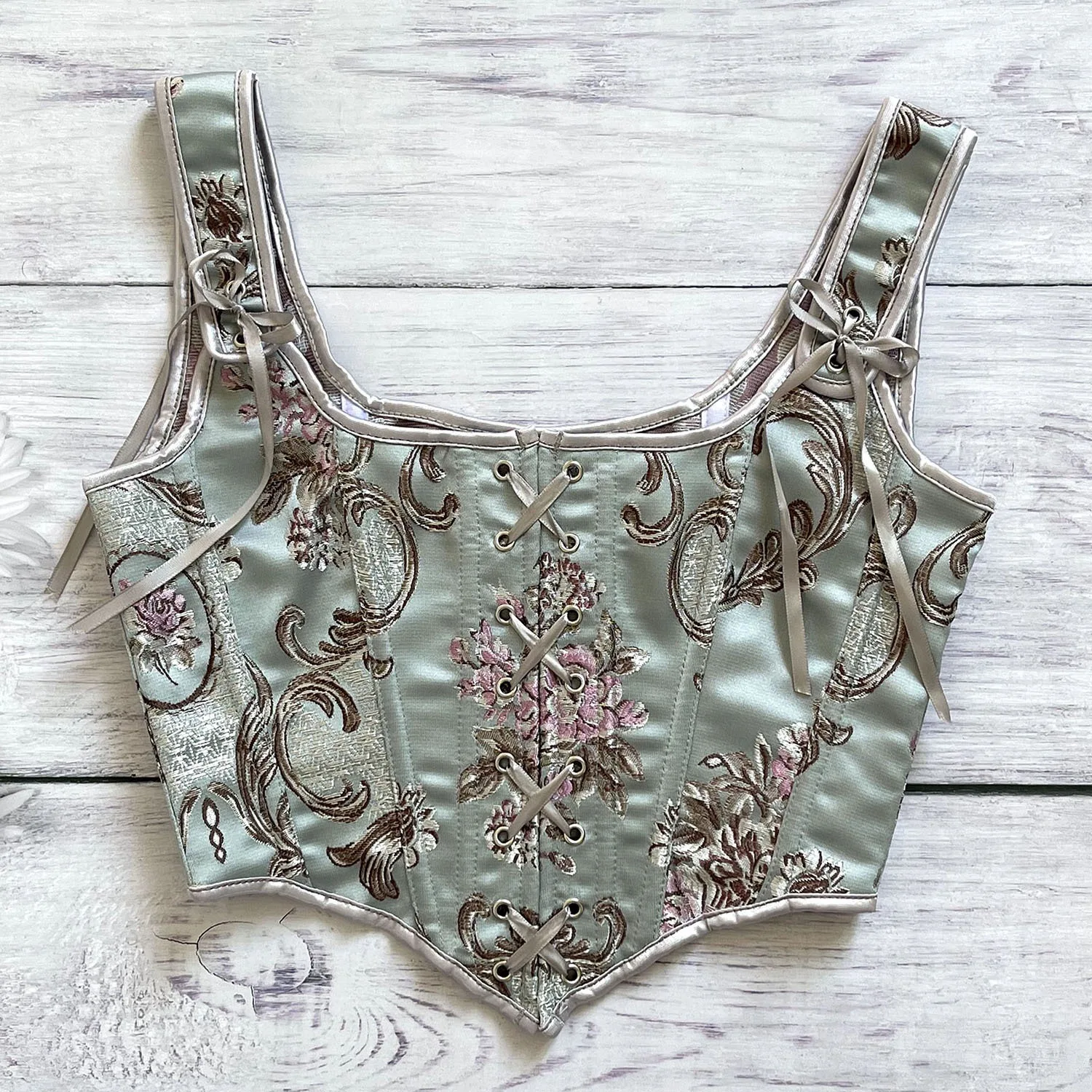 

Royal retro French exquisite and elegant pattern corset Victorian style versatile daily fashion flower corset