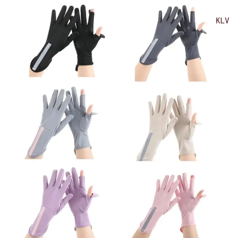 

Hot Day Spring Sunproof Gloves Two Finger Exposed Gloves Sunproof Women Teens Skin Friendly Cycling Fishing Gloves