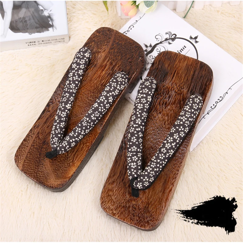 Tongs en bois unisexes pour hommes, pantoufles plates carrées, sandales de sauna, Ninja d'été, Cosplay traditionnel, Geta, été