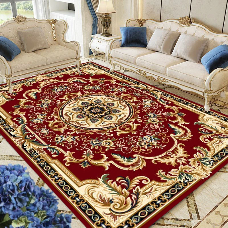 Alfombra lavable para sala de estar, tapete de estilo europeo para decoración del hogar, área de patrón tradicional, dormitorio, sofá grande