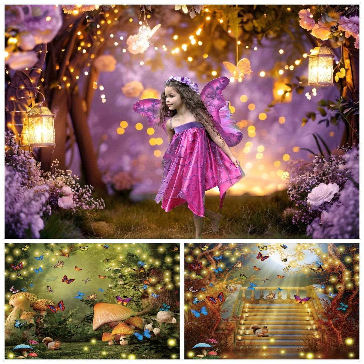 

Dream Forest Wonderland Backdrop Fairy Fantasy Tropical Jungle Mushroom Newborn Kids Portrait Baby Shower Photography Background