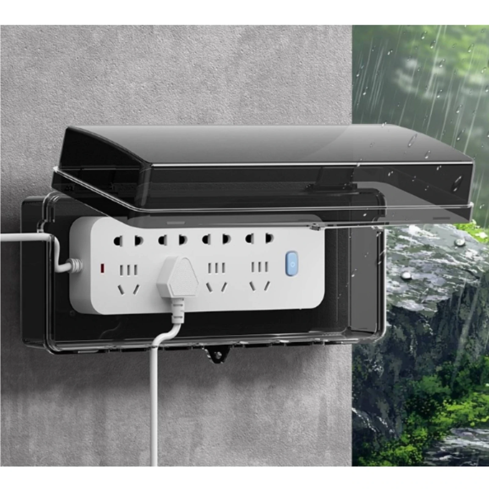 Power Strip Box with Copper Lock Heavy-Duty Waterproof Box with Lock Extension Cord Cover Universal Enclosure Non-Slip