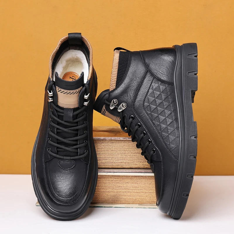 

Leather Ankle Boots For Man Casual Sneakers Comfort Spring Autumn Walking Shoes Non-Slip Lightweight Vacation Hiking Boots