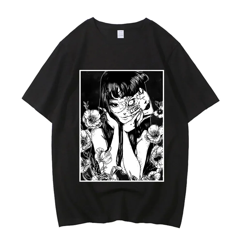 Cartoon Junji Ito Uzumaki T-Shirt Horror Japan Guro Funny Girl Anime High Quality Cotton T Shirt Gift Shirt